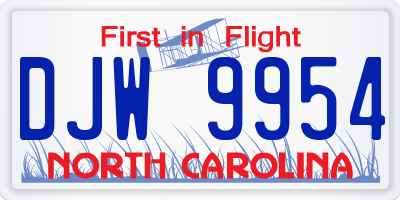 NC license plate DJW9954