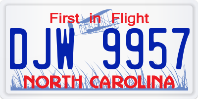 NC license plate DJW9957