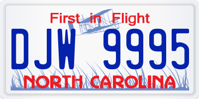 NC license plate DJW9995