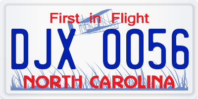 NC license plate DJX0056