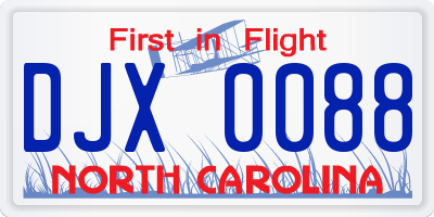 NC license plate DJX0088
