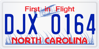 NC license plate DJX0164