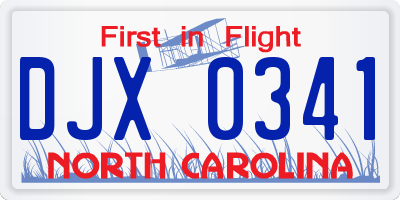 NC license plate DJX0341