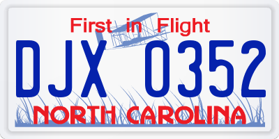 NC license plate DJX0352