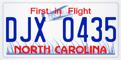 NC license plate DJX0435