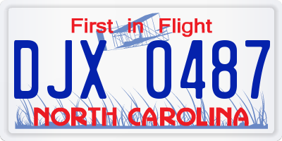 NC license plate DJX0487