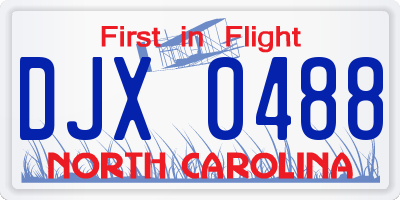 NC license plate DJX0488