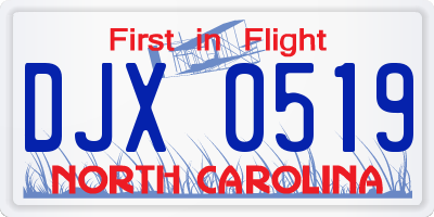 NC license plate DJX0519