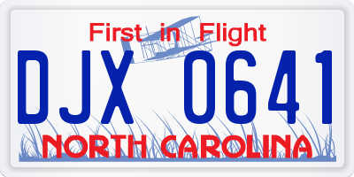 NC license plate DJX0641