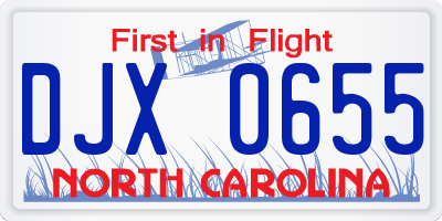 NC license plate DJX0655