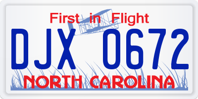 NC license plate DJX0672