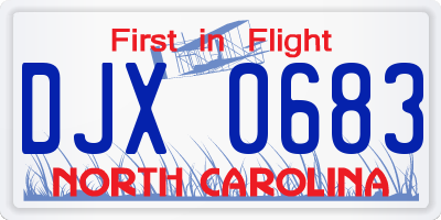 NC license plate DJX0683