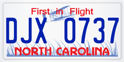 NC license plate DJX0737