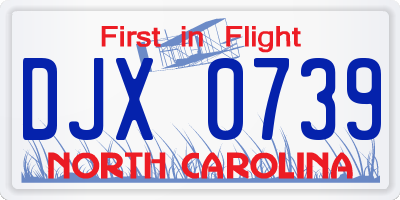 NC license plate DJX0739