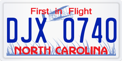 NC license plate DJX0740