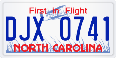 NC license plate DJX0741