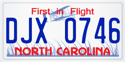NC license plate DJX0746
