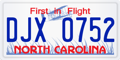 NC license plate DJX0752