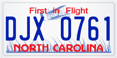 NC license plate DJX0761