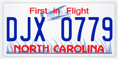 NC license plate DJX0779