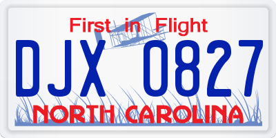 NC license plate DJX0827