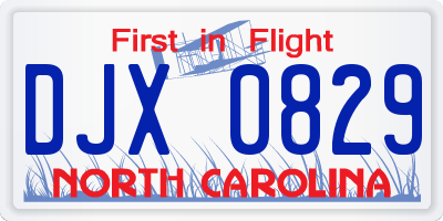 NC license plate DJX0829