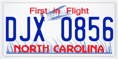 NC license plate DJX0856