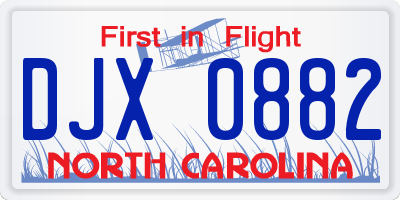 NC license plate DJX0882