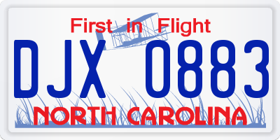 NC license plate DJX0883