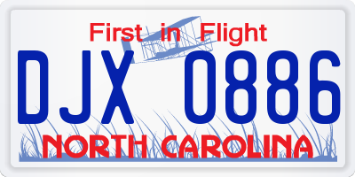 NC license plate DJX0886