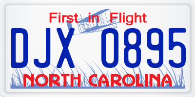 NC license plate DJX0895