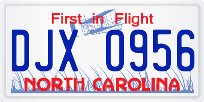 NC license plate DJX0956