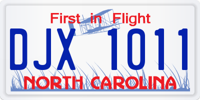 NC license plate DJX1011