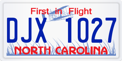 NC license plate DJX1027