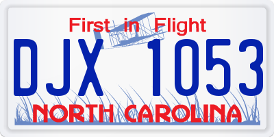 NC license plate DJX1053