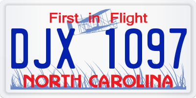 NC license plate DJX1097