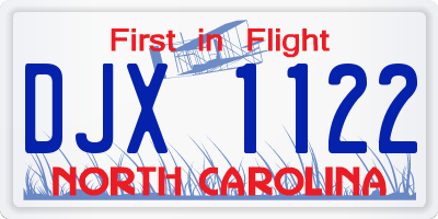 NC license plate DJX1122