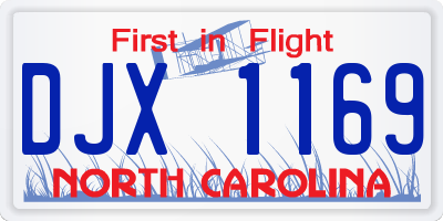 NC license plate DJX1169