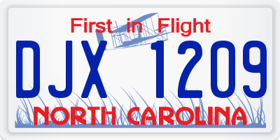 NC license plate DJX1209