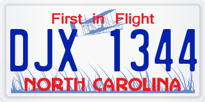 NC license plate DJX1344