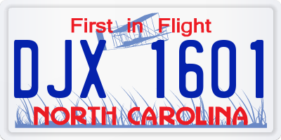 NC license plate DJX1601