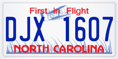NC license plate DJX1607