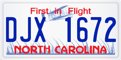 NC license plate DJX1672