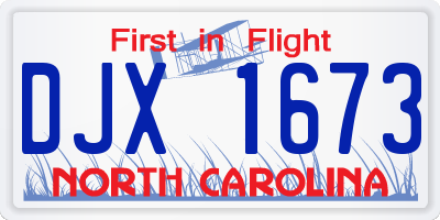 NC license plate DJX1673