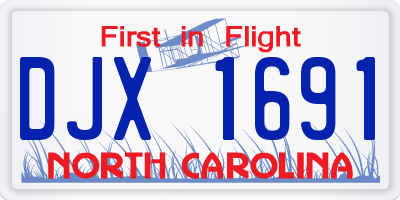 NC license plate DJX1691
