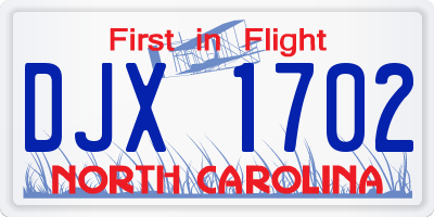 NC license plate DJX1702