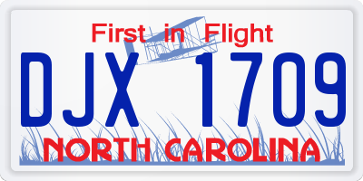 NC license plate DJX1709