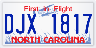 NC license plate DJX1817