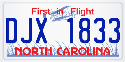 NC license plate DJX1833
