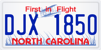 NC license plate DJX1850
